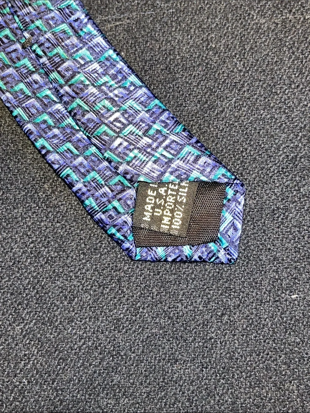 Geoffrey Beene Purple/Blue-Green Iridescent Micro-Pattern Silk Tie